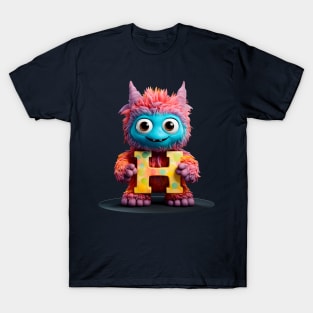 Cute Monster for Kids Alphabet Letter H Funny Back to School T-Shirt
